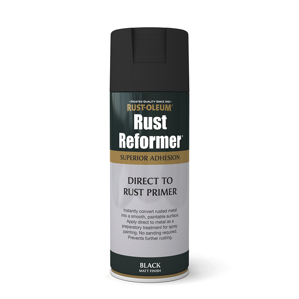 Rust-Oleum Rust Reformer Spray Paint – 10.25 Oz (6-Pack) – Converts Rust, Flat Black Finish